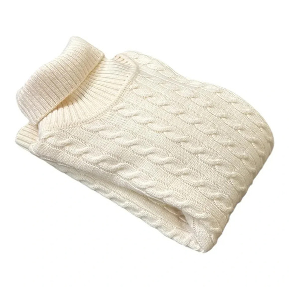 Moda International Cable Knit Wool Blend Turtleneck Sweater Women’s Size Medium - Picture 10 of 11